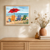 Beach Chairs artwork displayed in a warm interior