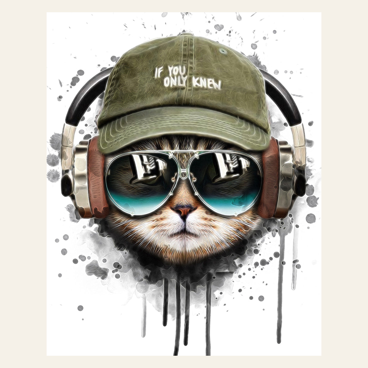 Cat keep cool finished paint by numbers artwork