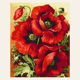 Wonderful Red Flowers finished paint by numbers artwork