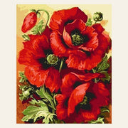 Wonderful Red Flowers finished paint by numbers artwork