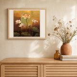 Blooming Lotus artwork displayed in a warm interior