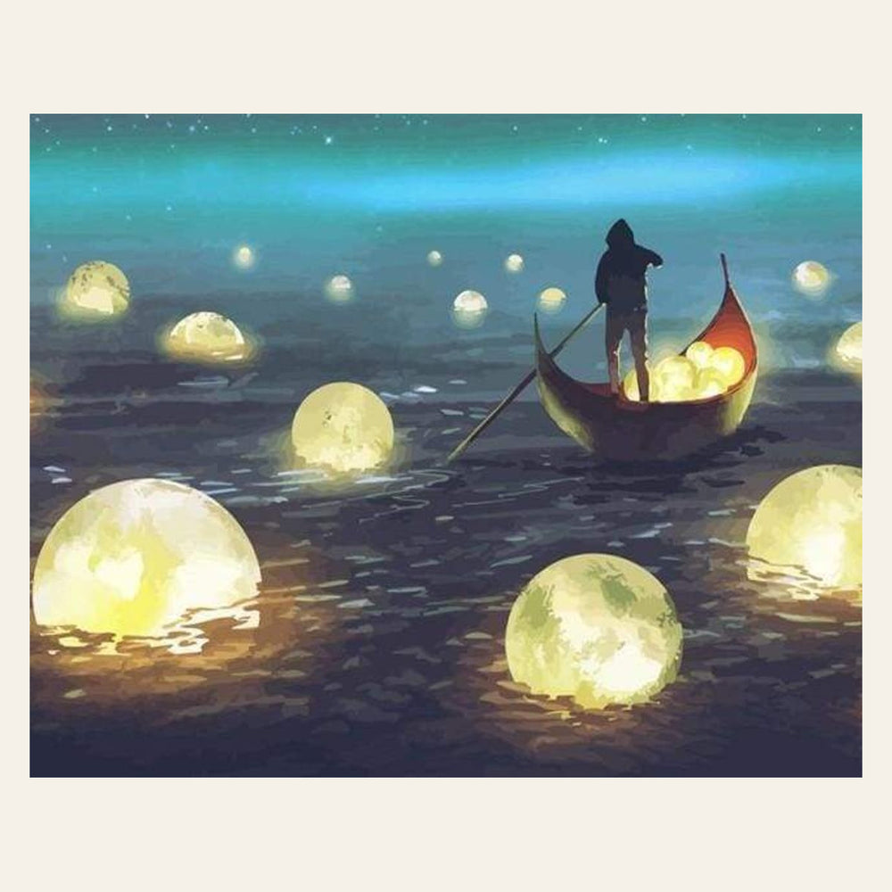 Moon Lake finished paint by numbers artwork