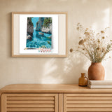 Peaceful Blue Cove artwork displayed in a warm interior