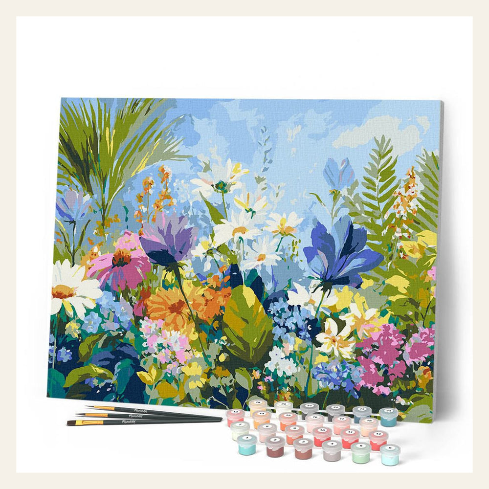 Colorful Floral Field finished paint by numbers artwork