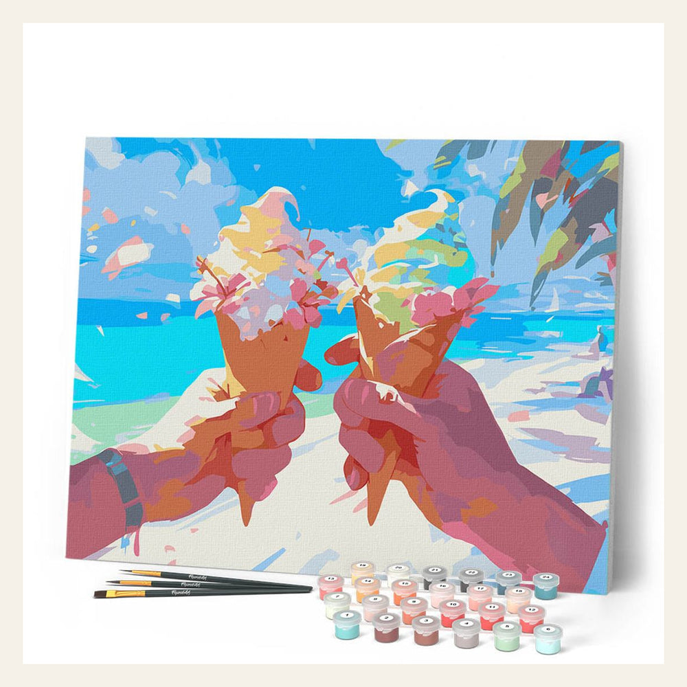 Beachside Ice Cream finished paint by numbers artwork
