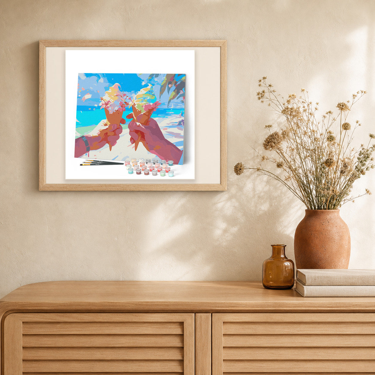 Beachside Ice Cream artwork displayed in a warm interior