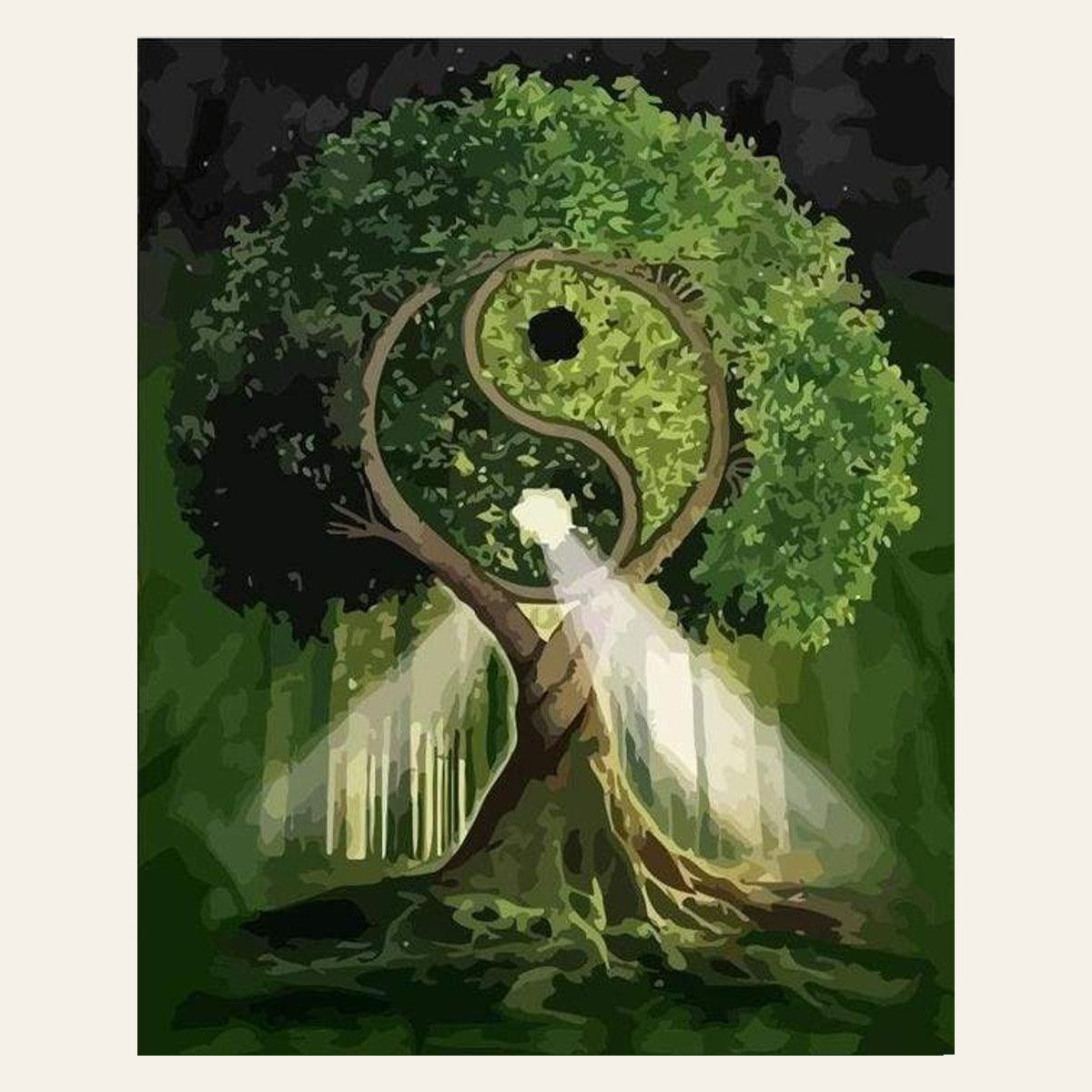 Ying Yang Tree finished paint by numbers artwork