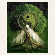 Ying Yang Tree finished paint by numbers artwork
