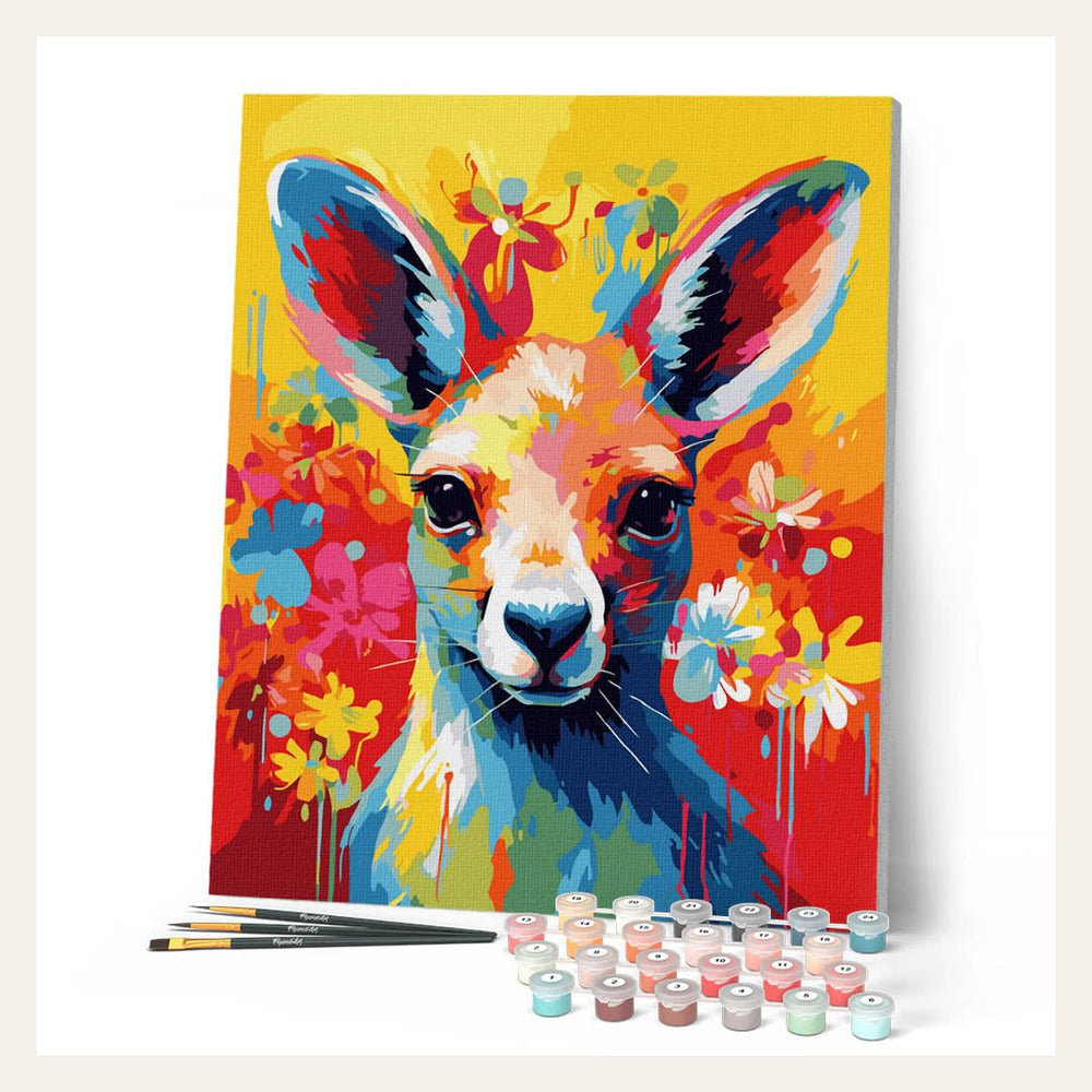 Colorful Abstract Kangaroo finished paint by numbers artwork