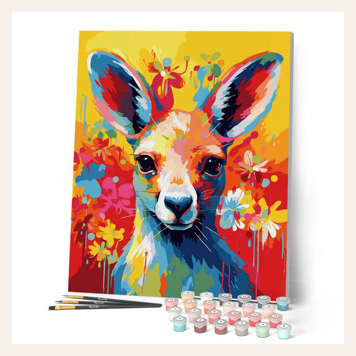 Colorful Abstract Kangaroo finished paint by numbers artwork