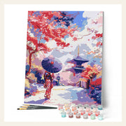 Japanese Garden in the Fall finished paint by numbers artwork
