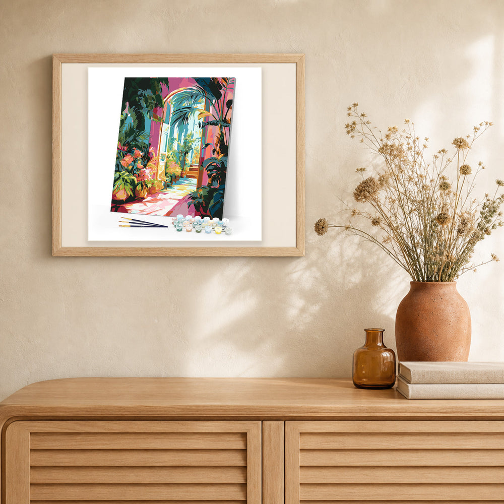 Garden Archway artwork displayed in a warm interior