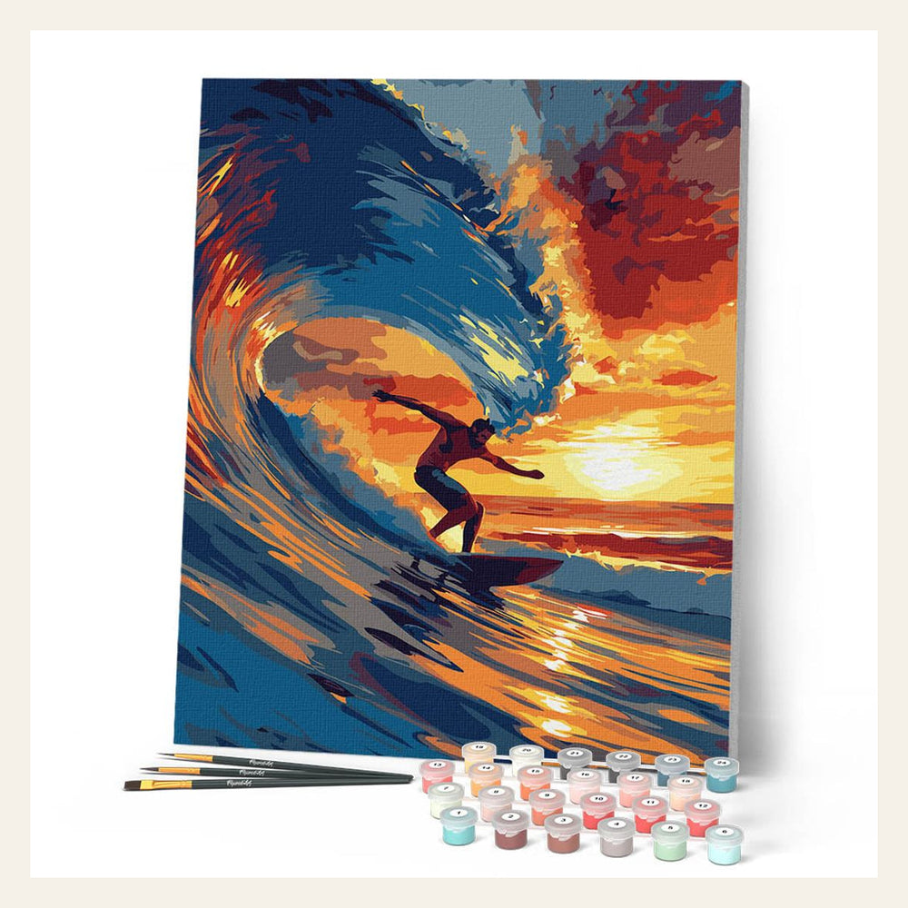 Big Wave Surfing finished paint by numbers artwork