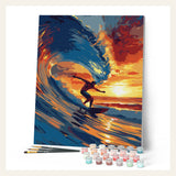 Big Wave Surfing finished paint by numbers artwork