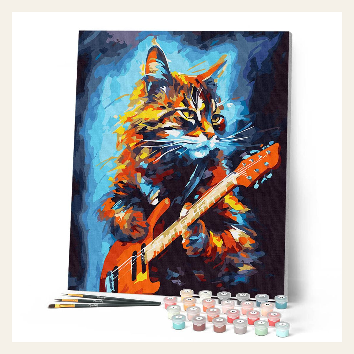 Rocker Cat Abstract finished paint by numbers artwork