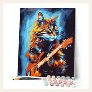 Rocker Cat Abstract finished paint by numbers artwork