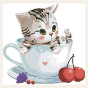 Cherry Cat finished paint by numbers artwork