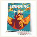 Sport Poster Swimming finished paint by numbers artwork