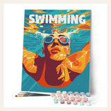 Sport Poster Swimming finished paint by numbers artwork