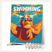 Sport Poster Swimming finished paint by numbers artwork
