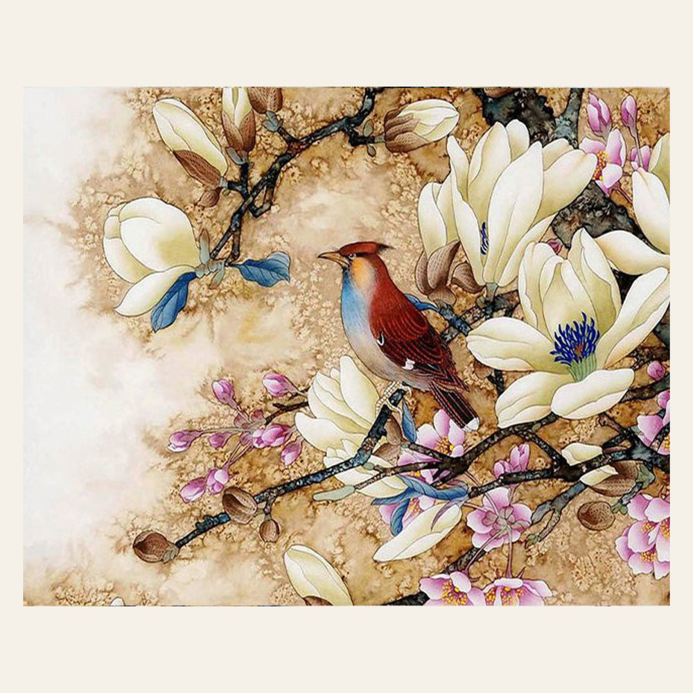 Magnolias in Bloom finished paint by numbers artwork