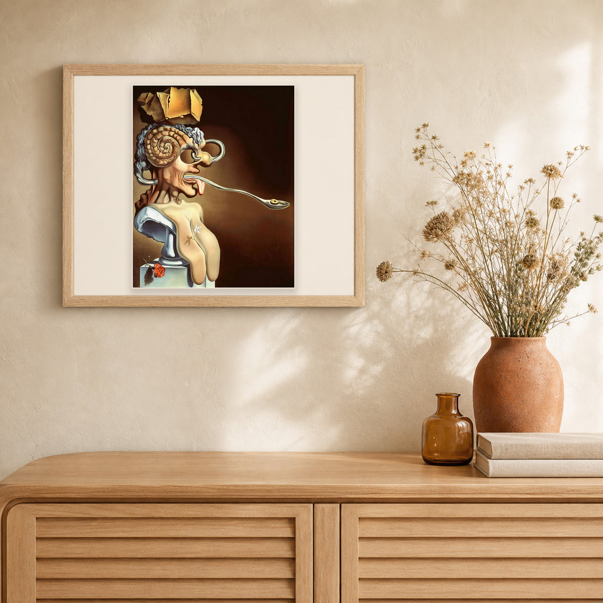 Long Spoon artwork displayed in a warm interior