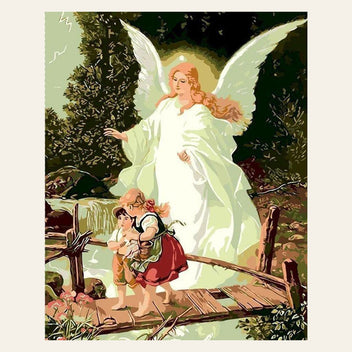 Angel and Children finished paint by numbers artwork