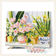 Pastel Flower Pots finished paint by numbers artwork