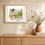 Pastel Flower Pots artwork displayed in a warm interior