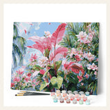 Tropical Pink Bloom finished paint by numbers artwork