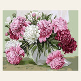 Pretty Peonies in Transparent Vase finished paint by numbers artwork