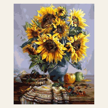 Bouquet of Sunflowers finished paint by numbers artwork