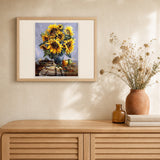 Bouquet of Sunflowers artwork displayed in a warm interior
