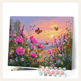 Sunset Among Wildflowers finished paint by numbers artwork