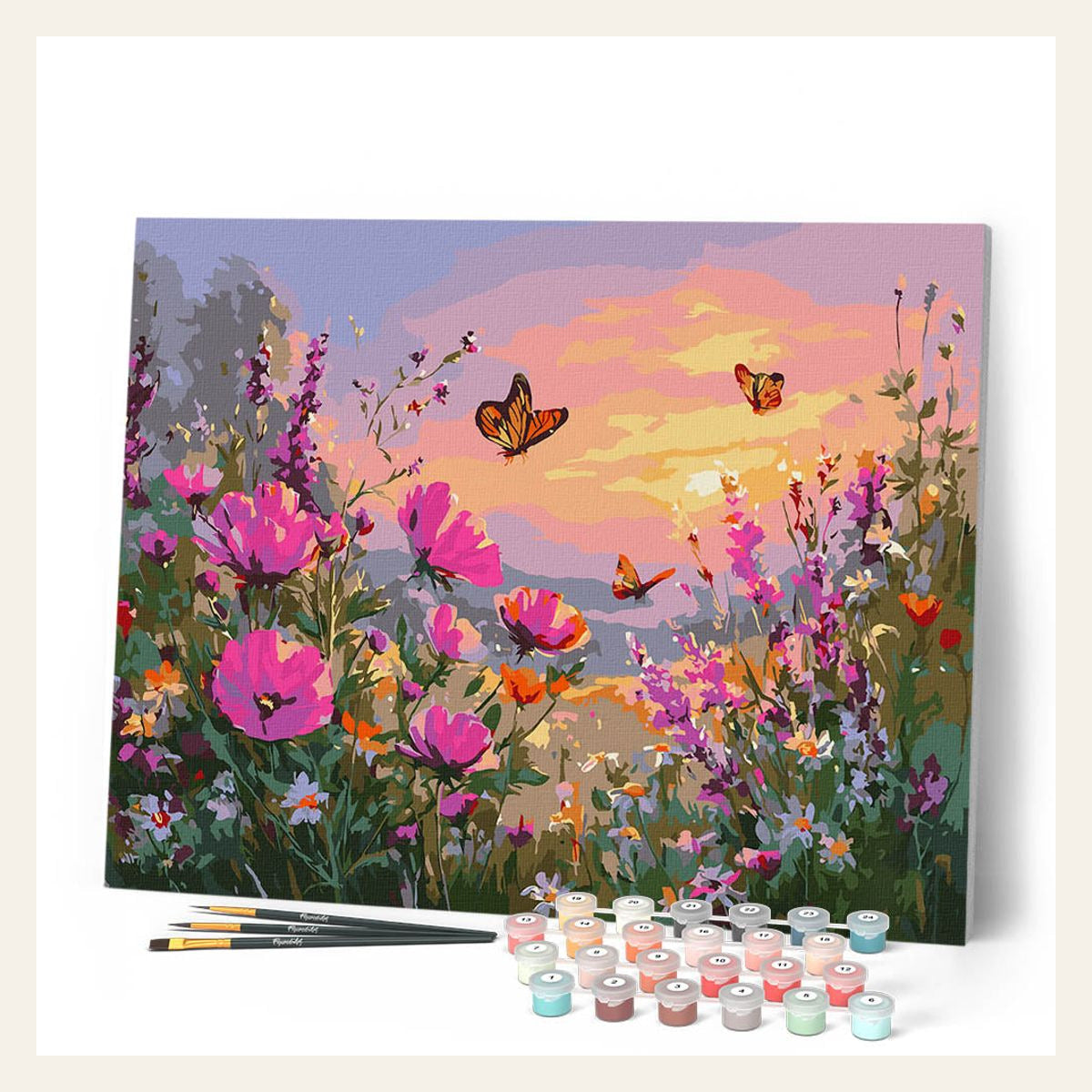 Sunset Among Wildflowers finished paint by numbers artwork