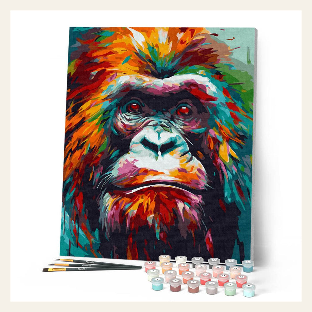 Colorful Abstract Orangutan finished paint by numbers artwork