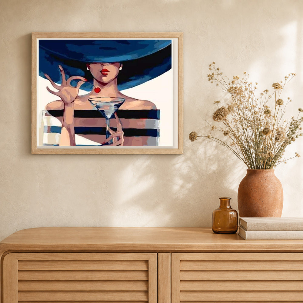 Martini Time artwork displayed in a warm interior