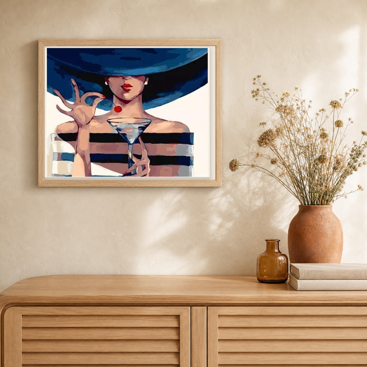 Martini Time artwork displayed in a warm interior