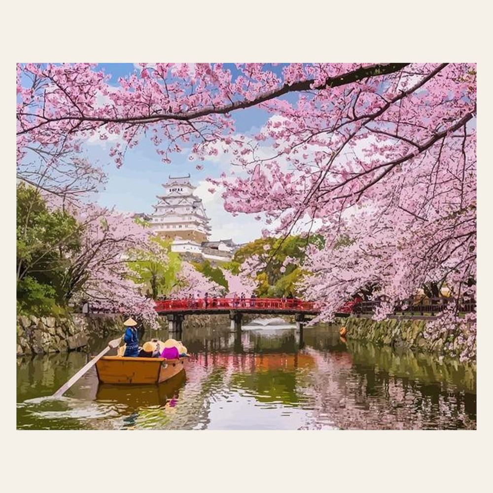 Cherry Blossom in Japan finished paint by numbers artwork