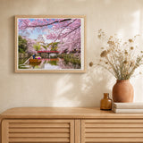 Cherry Blossom in Japan artwork displayed in a warm interior
