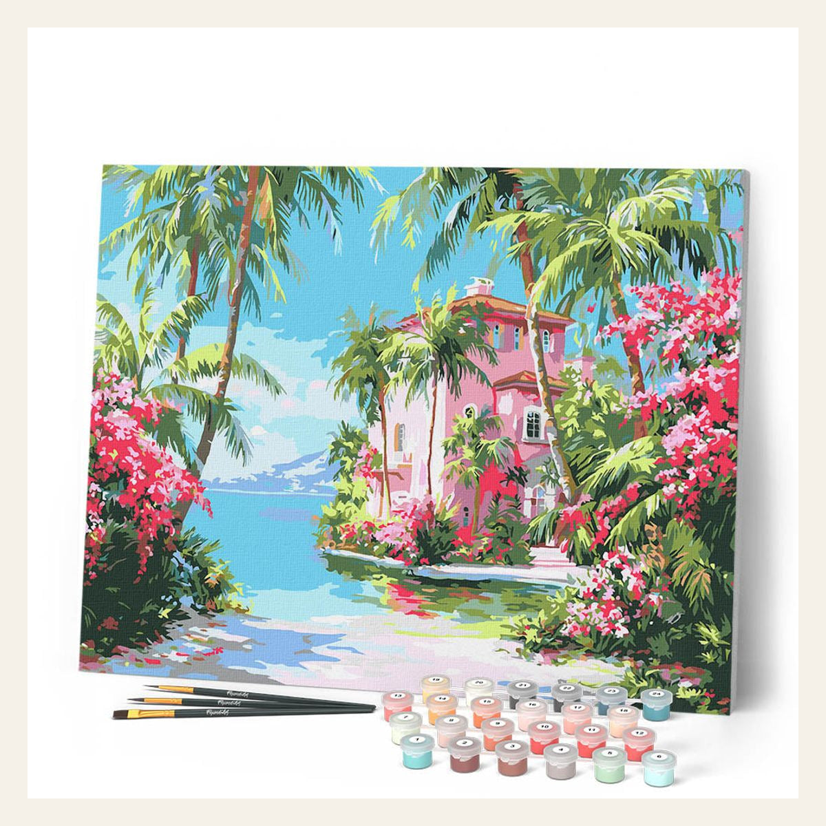 Paradise Coast House finished paint by numbers artwork