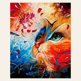 Colored cat finished paint by numbers artwork