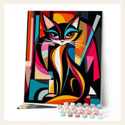 Bold Abstract Cat finished paint by numbers artwork