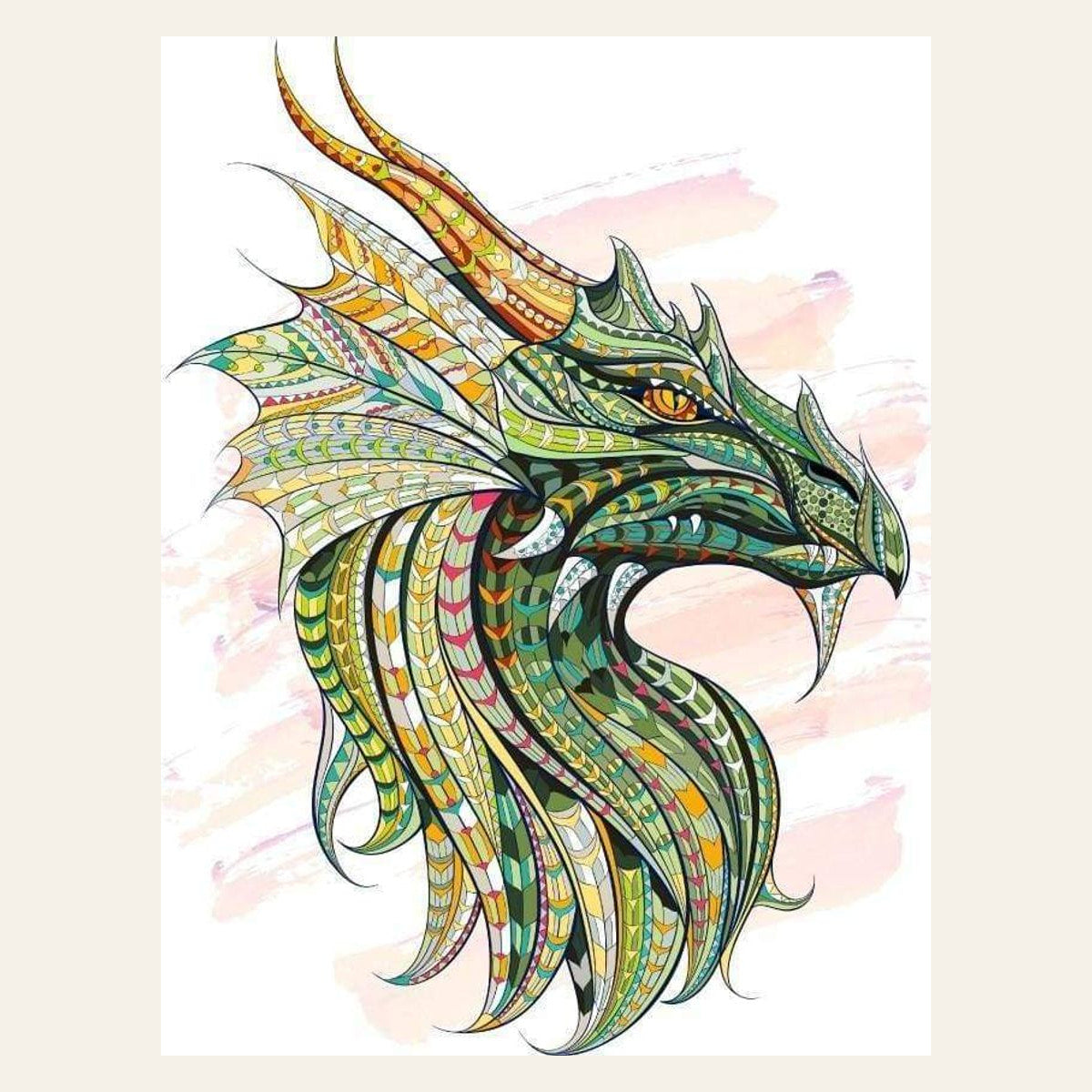 Green Dragon finished paint by numbers artwork