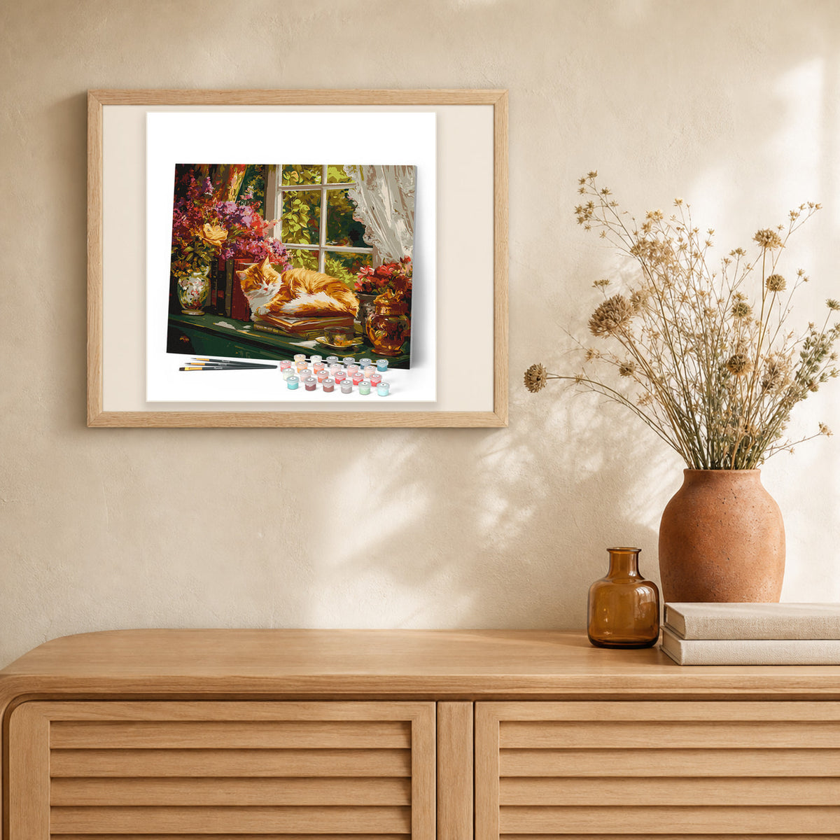 Cozy Window with Cat artwork displayed in a warm interior