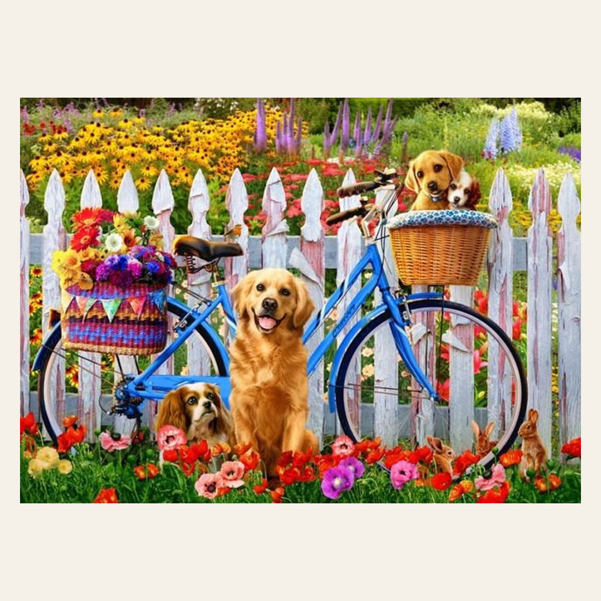 Dogs and Bicycles finished paint by numbers artwork