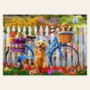 Dogs and Bicycles finished paint by numbers artwork