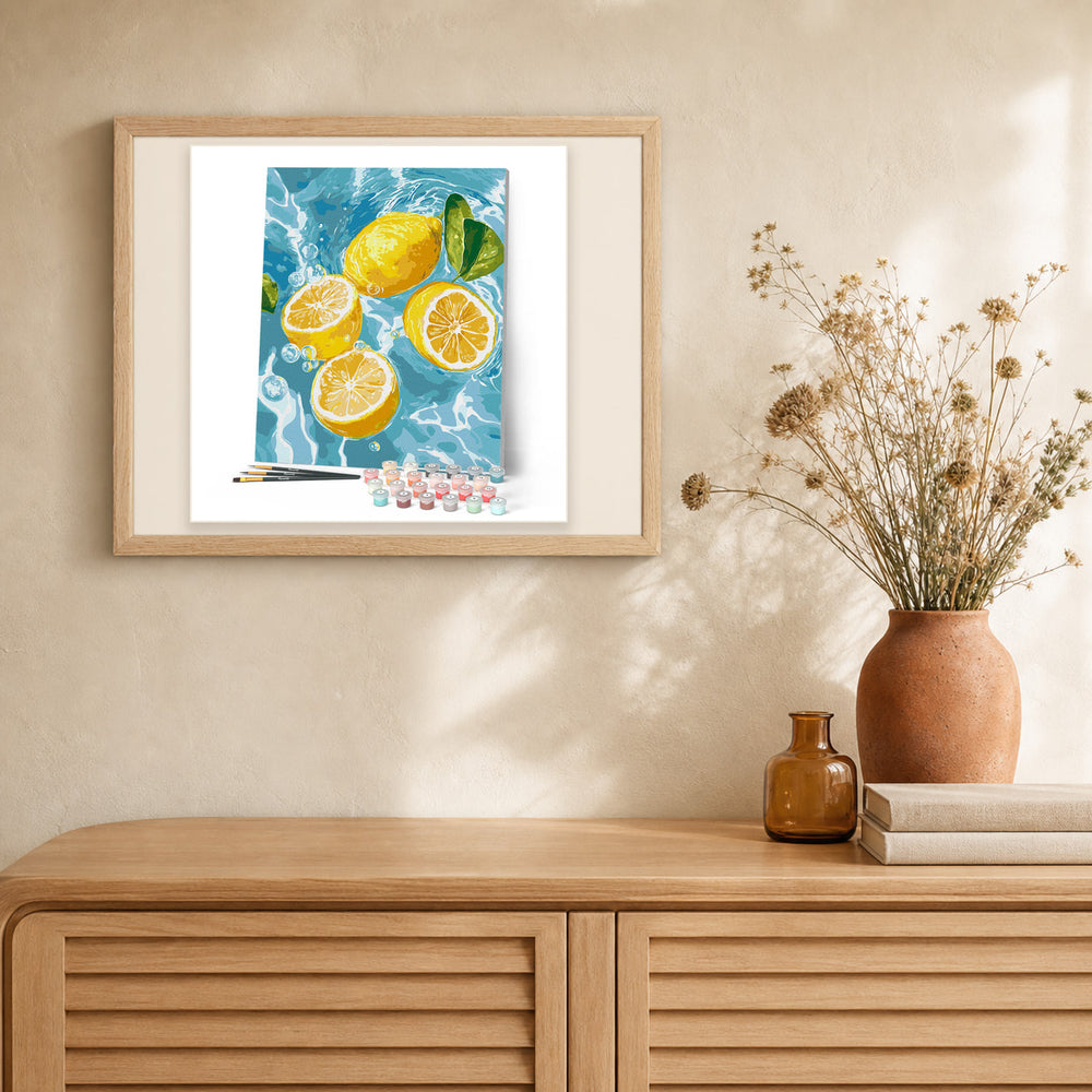 Citrus Breeze artwork displayed in a warm interior