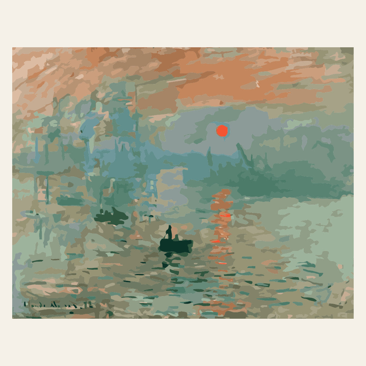 Monet Sunrise finished paint by numbers artwork