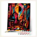 Bold Abstract Jazz Club finished paint by numbers artwork